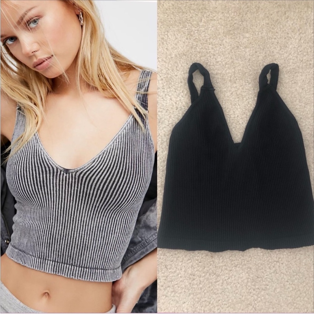 NWOT Free People Washed Seamless Crop Washed Black Size M/L (8-14)